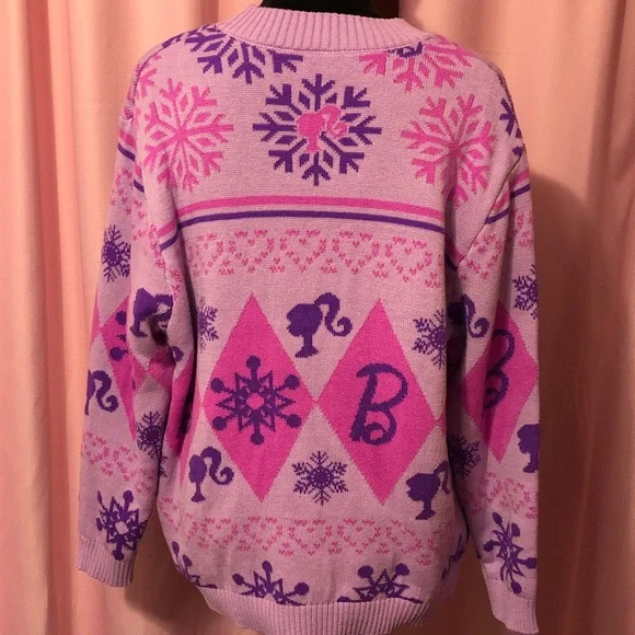 Barbie Pink and Purple Winter Holiday Sweater - Picture 3 of 5